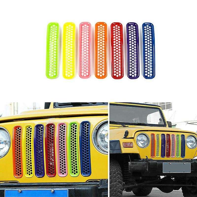 Front Grill Honeycomb Mesh Inserts Clip-in Grille Guard for Wrangler TJ & Unlimited 1997-2006 Colorf