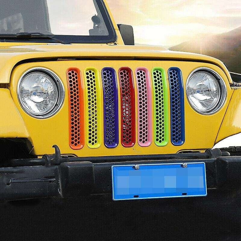 Front Grill Honeycomb Mesh Inserts Clip-in Grille Guard for Wrangler TJ & Unlimited 1997-2006 Colorf