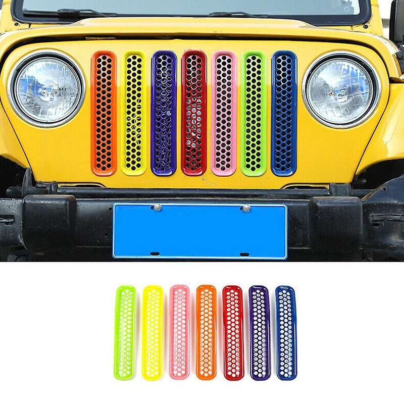 Front Grill Honeycomb Mesh Inserts Clip-in Grille Guard for Wrangler TJ & Unlimited 1997-2006 Colorf