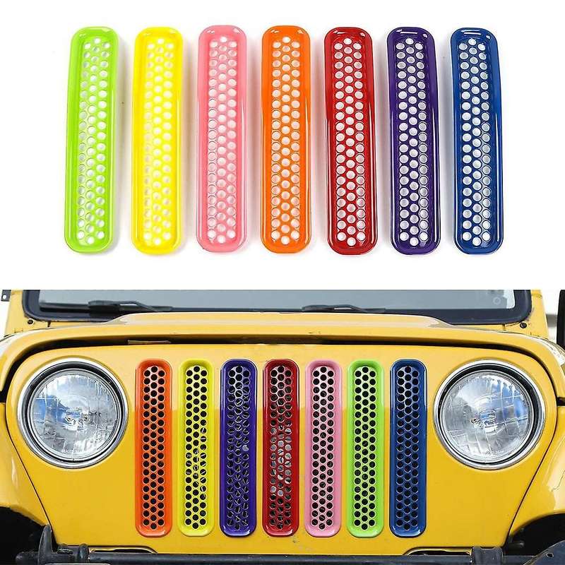 Front Grill Honeycomb Mesh Inserts Clip-in Grille Guard for Wrangler TJ & Unlimited 1997-2006 Colorf