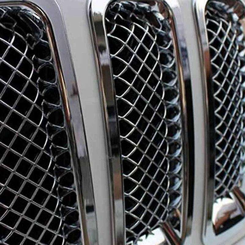 Front Grille Grill Mesh Grille Insert Kit + Angry Eye Style Headlight Lamp Cover Trim for Patriot 20
