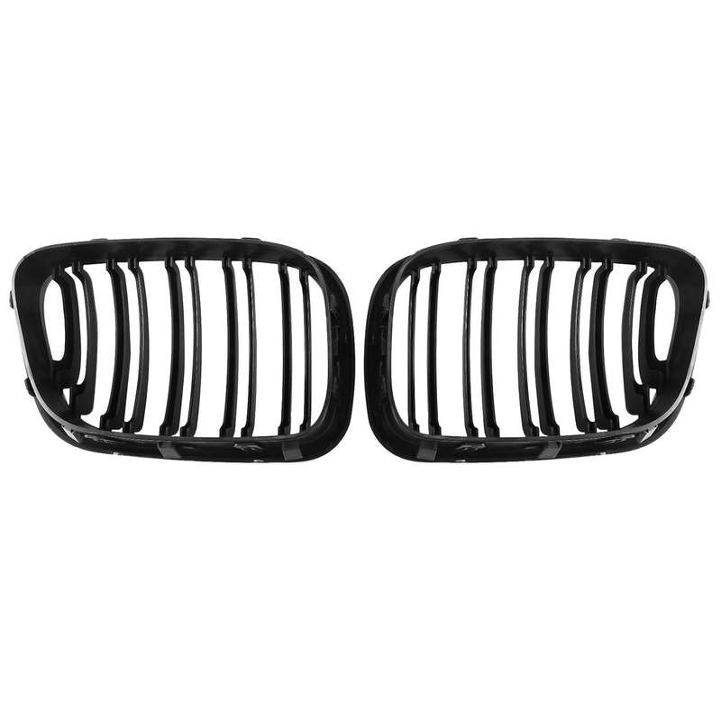 Front Grille Double Line Left Right Matte Black Kidney Grille Grill 51138250052 51138250051 for- X5