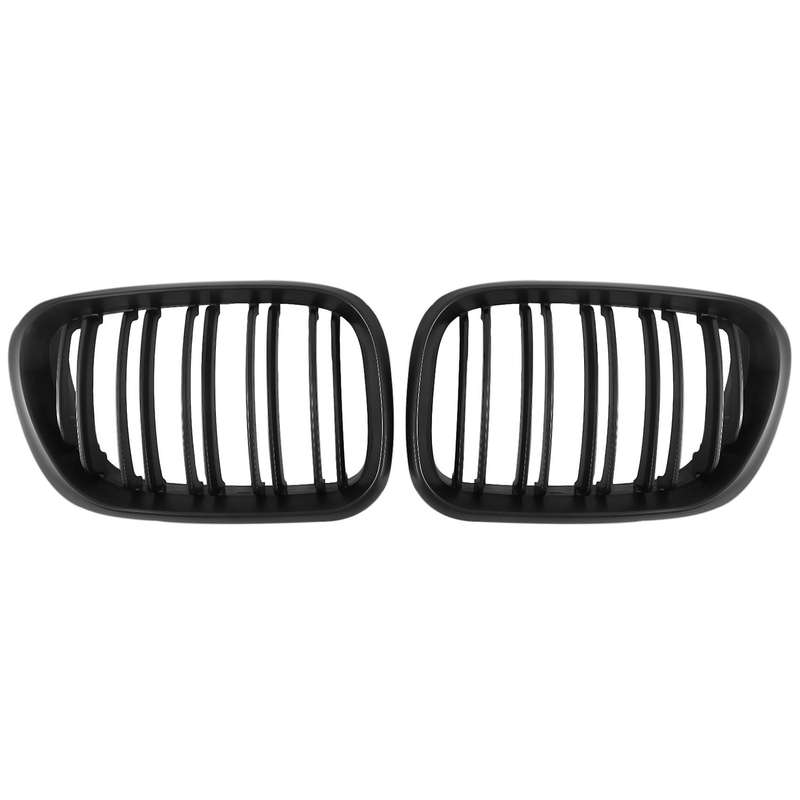 Front Grille Double Line Left Right Matte Black Kidney Grille Grill 51138250052 51138250051 for- X5