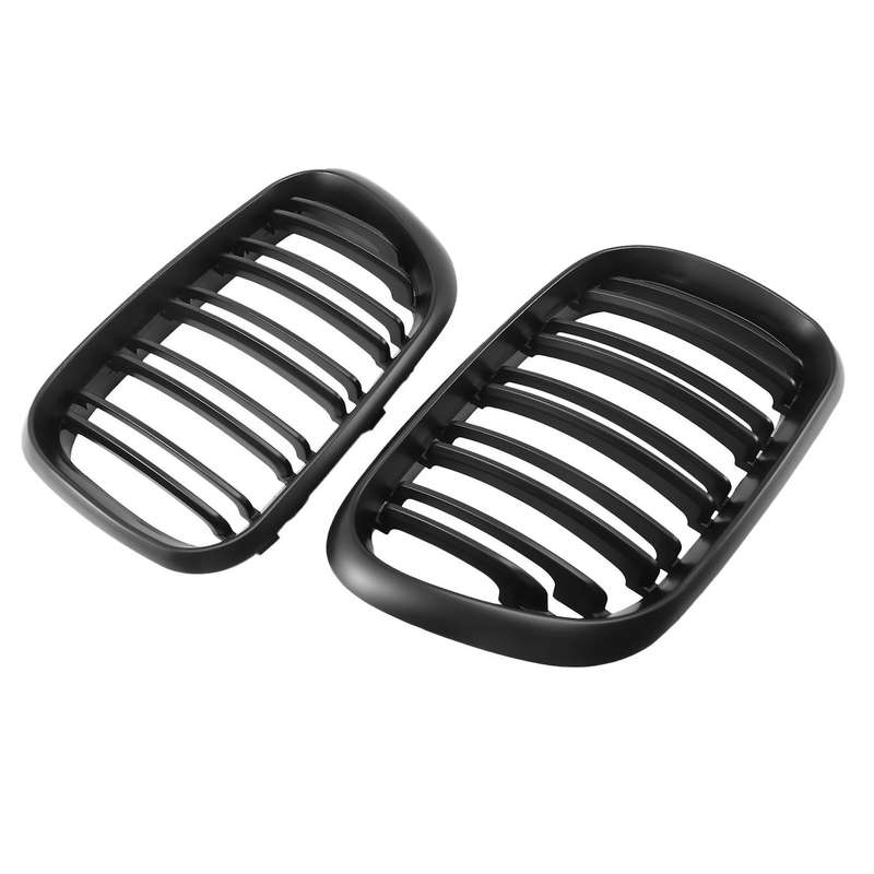 Front Grille Double Line Left Right Matte Black Kidney Grille Grill 51138250052 51138250051 for- X5