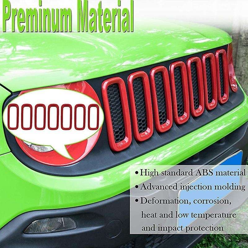 Front Grille Inserts Mesh Red ABS Cover Trim for 2015-2018 7Pcs
