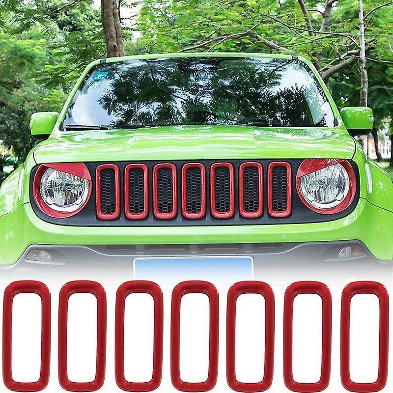 Front Grille Inserts Mesh Red ABS Cover Trim for 2015-2018 7Pcs