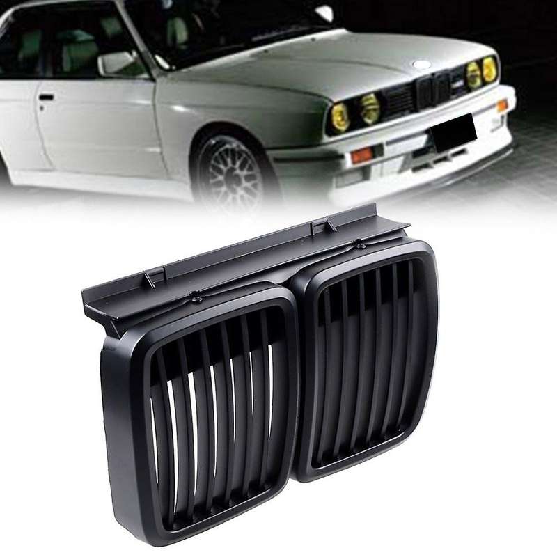 Front Grille Replacement for E30 3-Series Front Hood Bumper Grill Matte Black 1982-1994