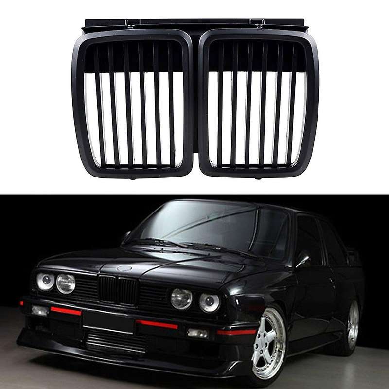 Front Grille Replacement for E30 3-Series Front Hood Bumper Grill Matte Black 1982-1994
