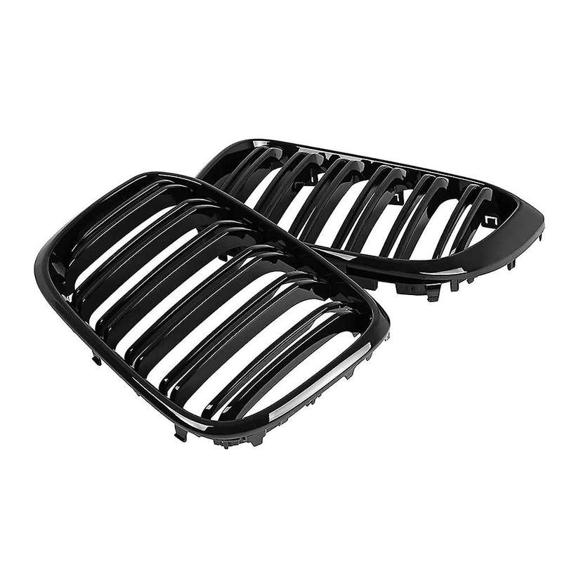Front Grills Grille Glossy Black Kidney Grill for - X3 X4 G01 G02 G08 2018-2021 (Dual Slat)