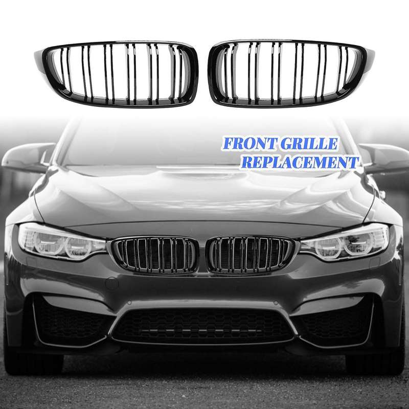 Front Grilles Kidney Replacement for 4 Series F32 F33 F36 F80 F82 Double Slat Sport Style Bright Bl