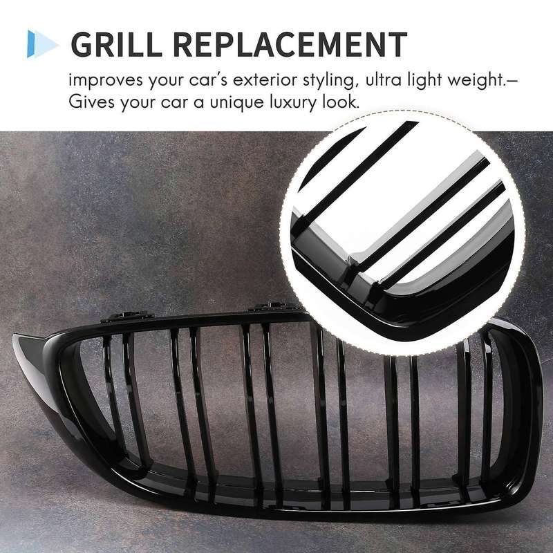 Front Grilles Kidney Replacement for 4 Series F32 F33 F36 F80 F82 Double Slat Sport Style Bright Bl