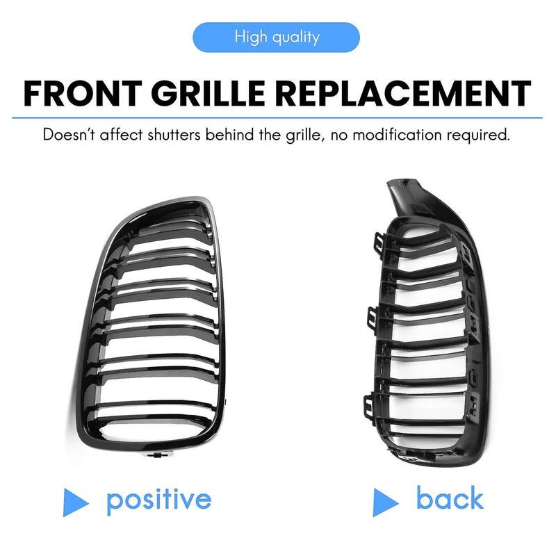 Front Grilles Kidney Replacement for 4 Series F32 F33 F36 F80 F82 Double Slat Sport Style Bright Bl