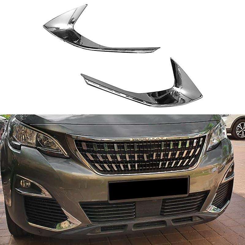 Front Head Fog Lights Foglight Lamps Eyelid Eyebrow Strip Cover Trim Fit for 3008 3008GT 2017 2018 2