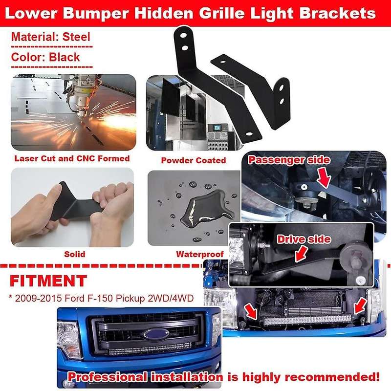 Front Hiddens Grille 30 Inch LED Light Bar Mount Brackets for 2009-2014 Pickup 4/2WD