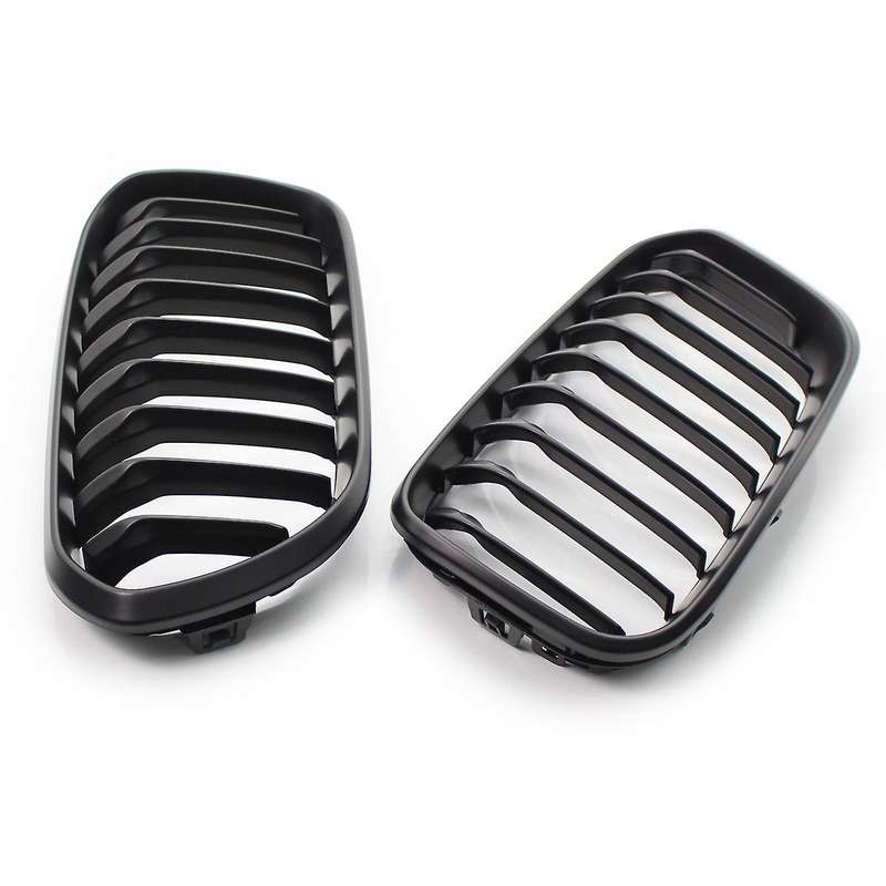 Front Hood Grille Single Slat Kidney Grill Frame Matte Black Fence Grille for- F20 1-Series 120I 201