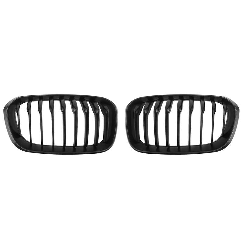 Front Hood Grille Single Slat Kidney Grill Frame Matte Black Fence Grille for  F20 1-Series 120I 201