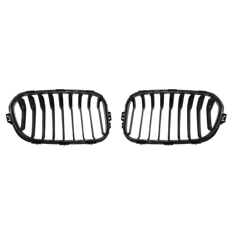 Front Hood Grille Single Slat Kidney Grill Frame Matte Black Fence Grille for  F20 1-Series 120I 201