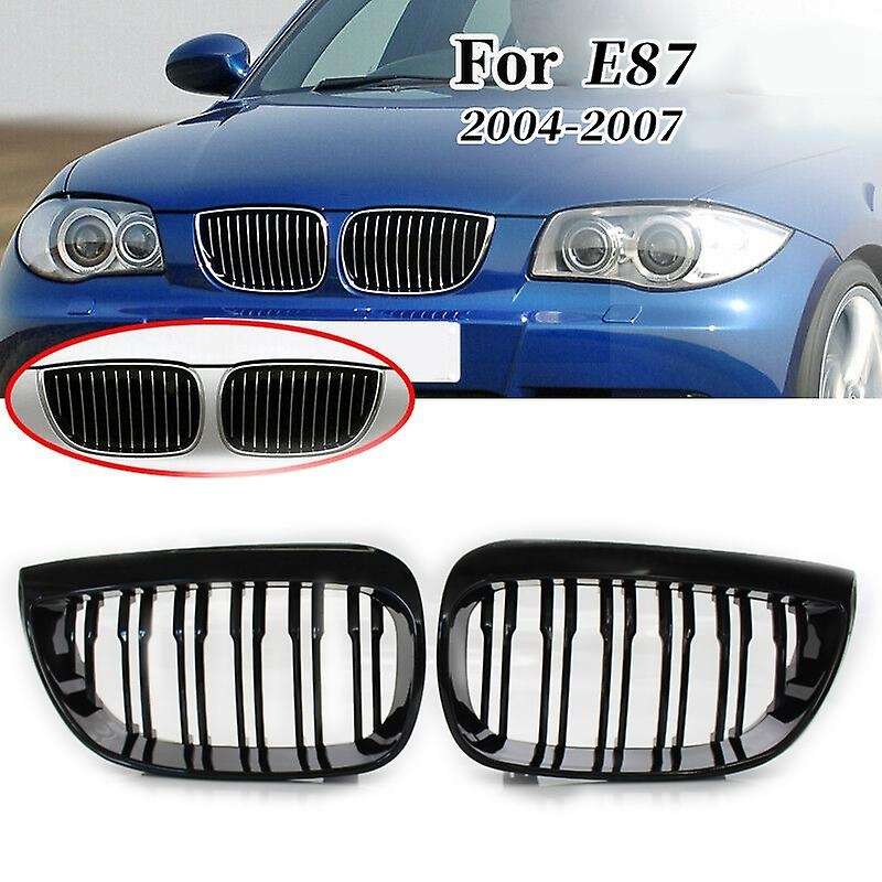 Front Kidney Double Line Grille Sport Grill Replacement for  E81 E87 E88 1 Series 2004-2007 GLOSS BL
