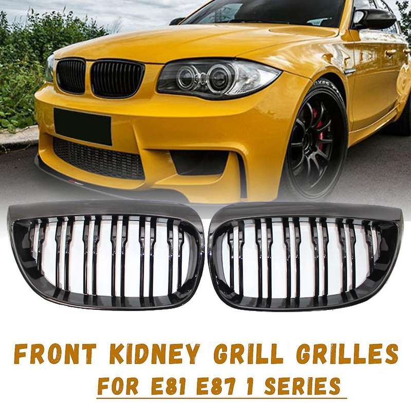 Front Kidney Double Line Grille Sport Grill Replacement for  E81 E87 E88 1 Series 2004-2007 GLOSS BL