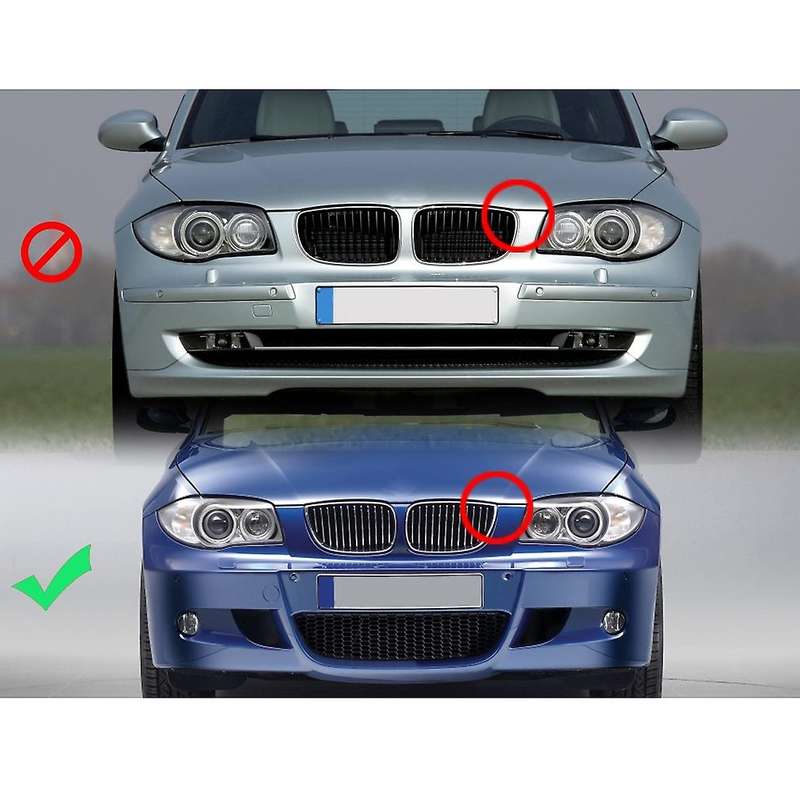 Front Kidney Double Line Grille Sport Grill Replacement for  E81 E87 E88 1 Series 2004-2007 GLOSS BL