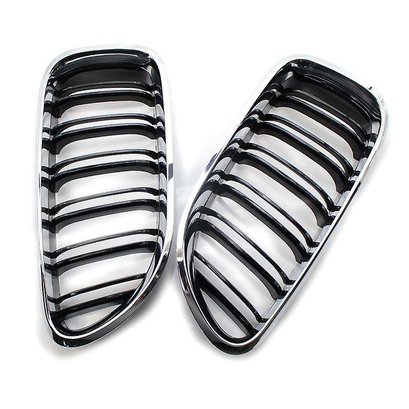 Front Kidney Double Line Grille Sport Grill Replacement for  6 Series F06 F12 F13 Chrome+Black