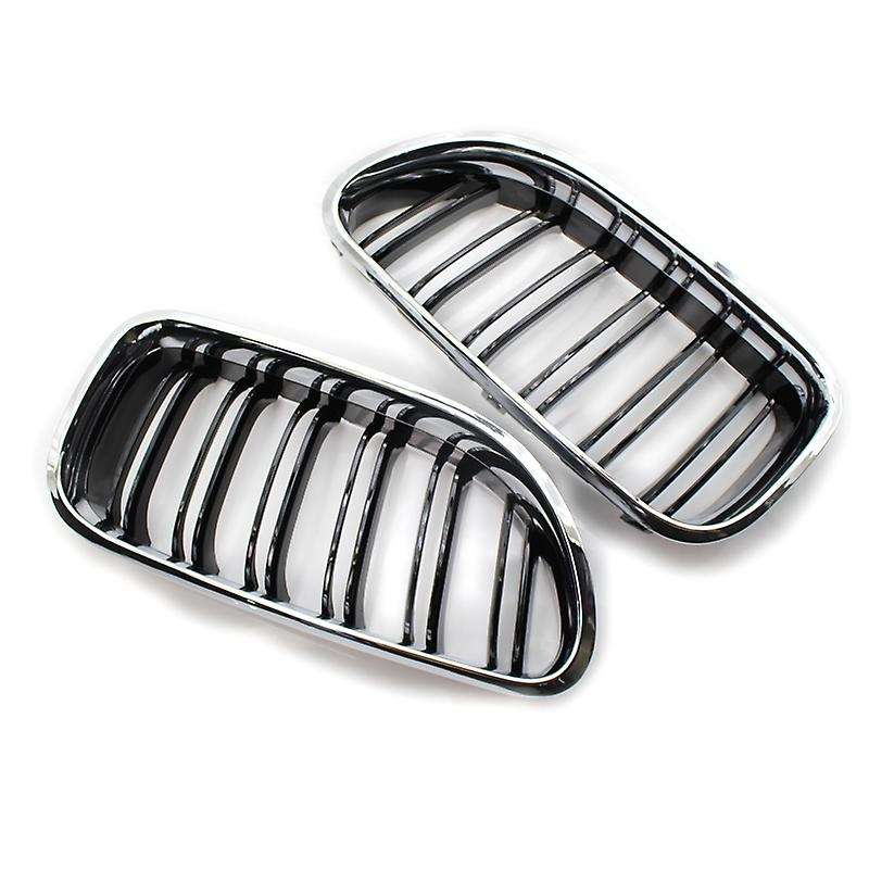 Front Kidney Double Line Grille Sport Grill Replacement for  6 Series F06 F12 F13 Chrome+Black