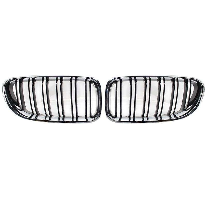 Front Kidney Double Line Grille Sport Grill Replacement for  6 Series F06 F12 F13 Chrome+Black