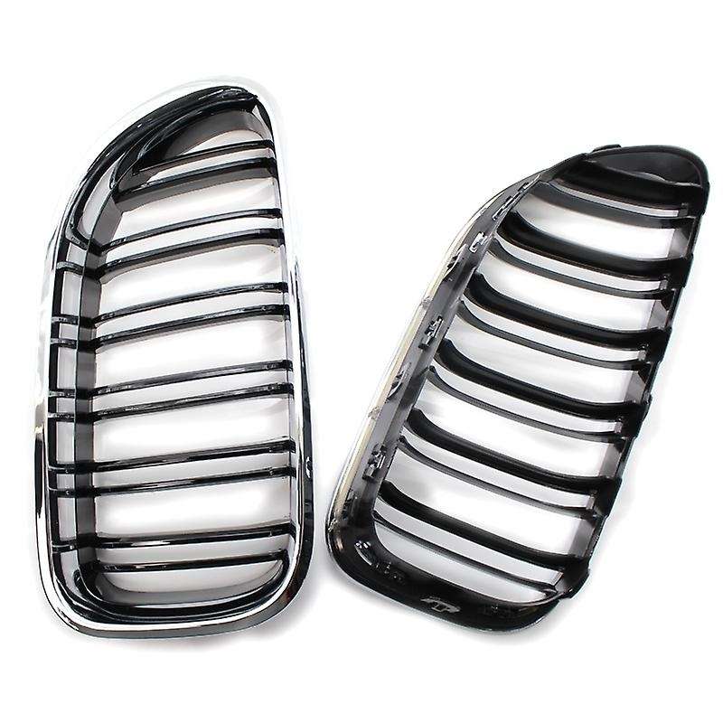 Front Kidney Double Line Grille Sport Grill Replacement for  6 Series F06 F12 F13 Chrome+Black