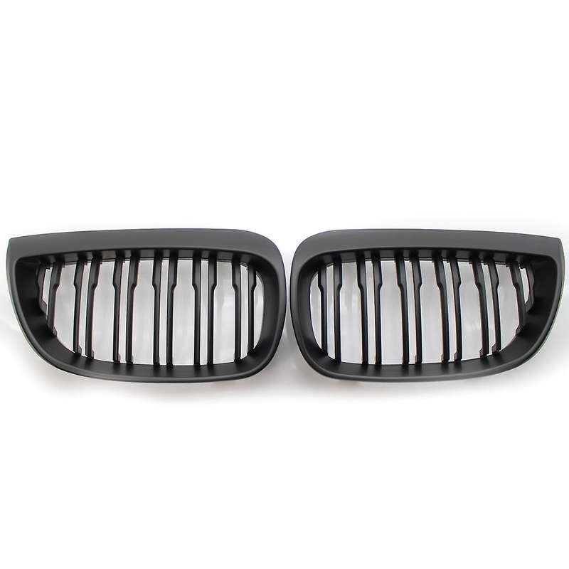 Front Kidney Double Line Grille Sport Grill Replacement for E81 E87 E88 1 Series 2004-2007 MATTE BLA