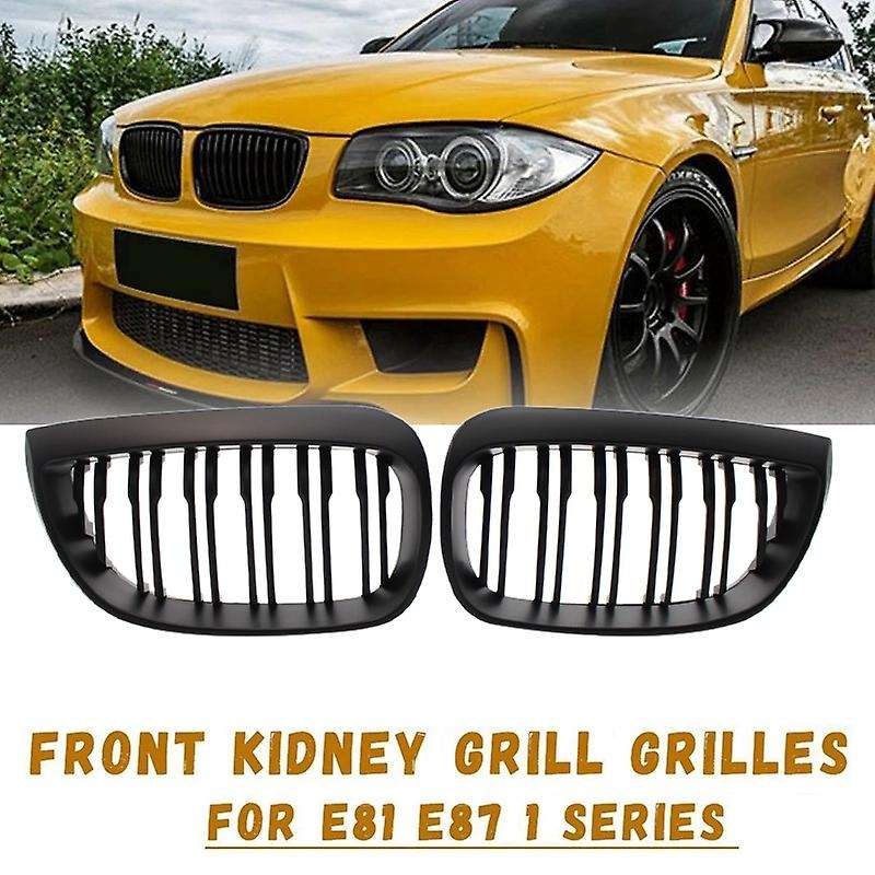 Front Kidney Double Line Grille Sport Grill Replacement for E81 E87 E88 1 Series 2004-2007 MATTE BLA