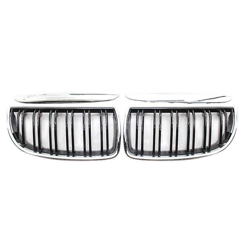 Front Kidney Double Line Grille Sport Grill Replacement for 3 Series E90 E91 Sedan 2005-2008 Chrome