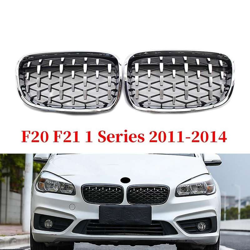 Front Kidney Grill, Front Hood Diamond Grille Meteor Grill for 1 Series F20 2011-2014 Chrome