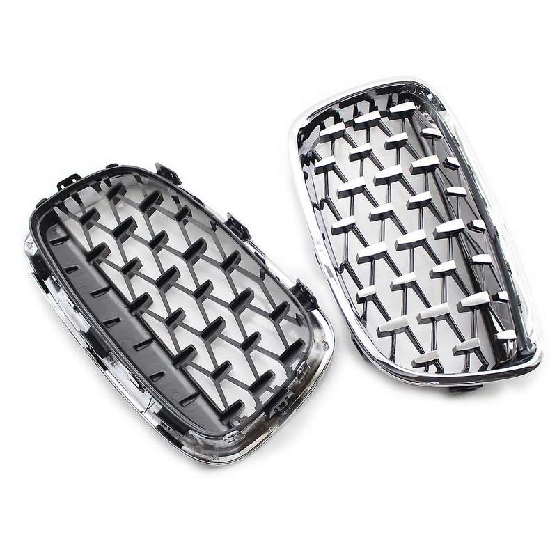 Front Kidney Grill, Front Hood Diamond Grille Meteor Grill for 1 Series F20 2011-2014 Chrome