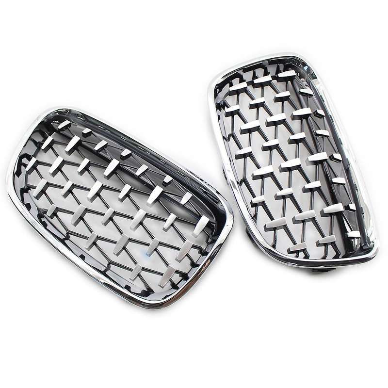 Front Kidney Grill, Front Hood Diamond Grille Meteor Grill for 1 Series F20 2011-2014 Chrome