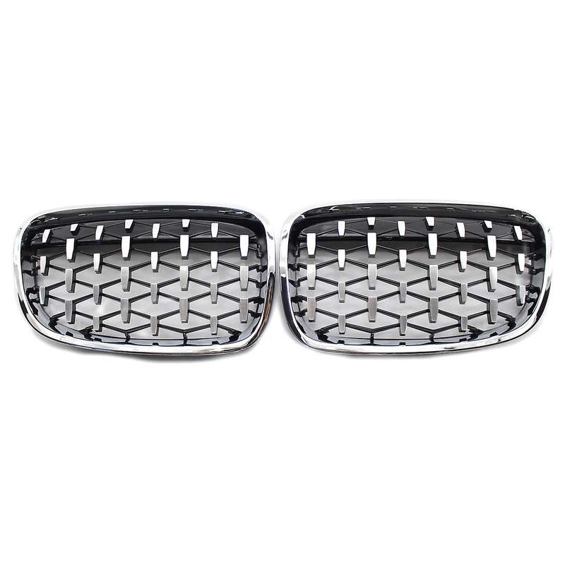Front Kidney Grill, Front Hood Diamond Grille Meteor Grill for 1 Series F20 2011-2014 Chrome