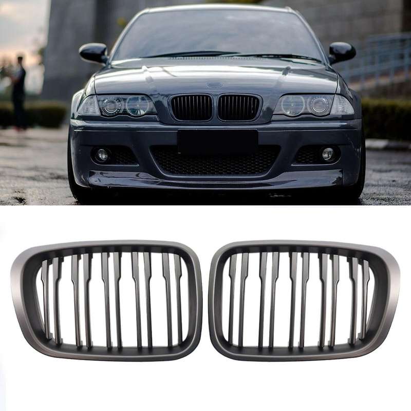 Front Kidney Double Line Grille Sport Grill Replacement for E46 3-Series 1998-2001 51138208489 51138