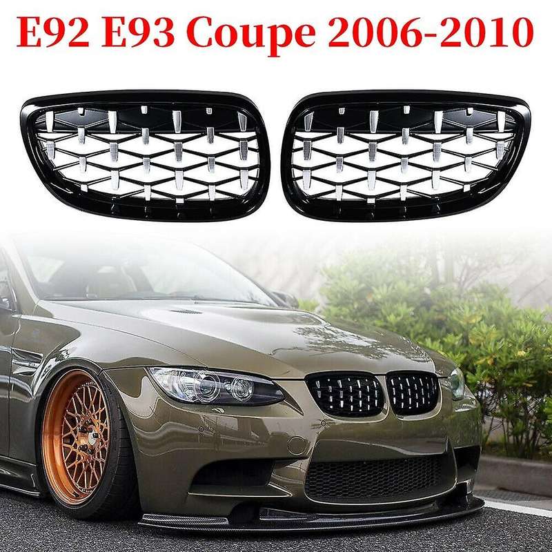 Front Kidney Grill, Front Hood Diamond Grille Meteor Grill for  3 Series E92 E93 Coupe 2006-2010 Glo