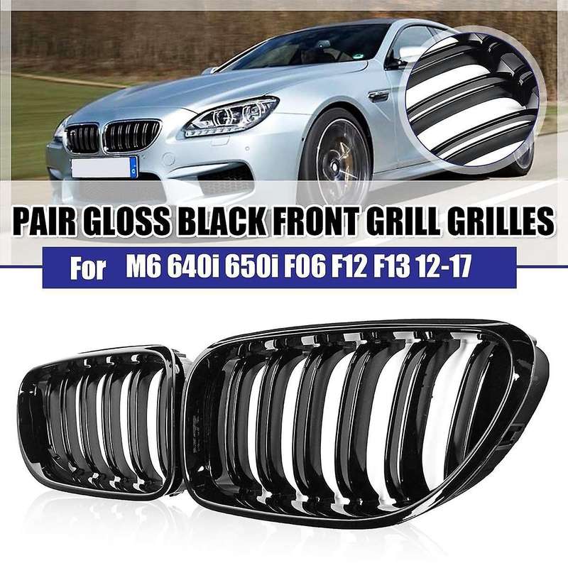 Front Kidney Double Line Grille Sport Grill Replacement for  6 Series F06 F12 F13 Gloss Black