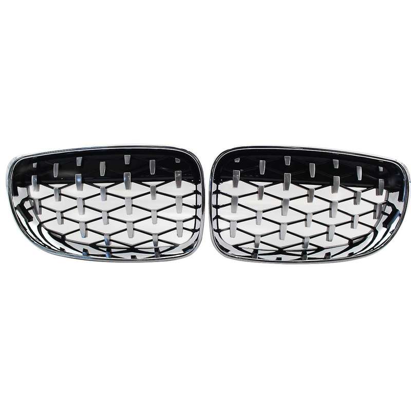 Front Kidney Grill, Front Hood Diamond Grille Meteor Grill for 1 Series E81 E82 E87 E88 2007-2013