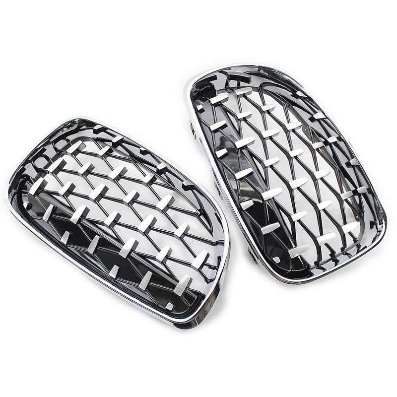 Front Kidney Grill, Front Hood Diamond Grille Meteor Grill for 1 Series E81 E82 E87 E88 2007-2013