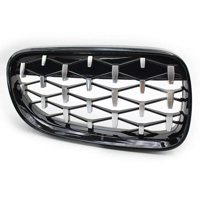 Front Kidney Grill, Front Hood Diamond Grille Meteor Grill for 3 Series E92 E93 2010-2015 Gloss Blac