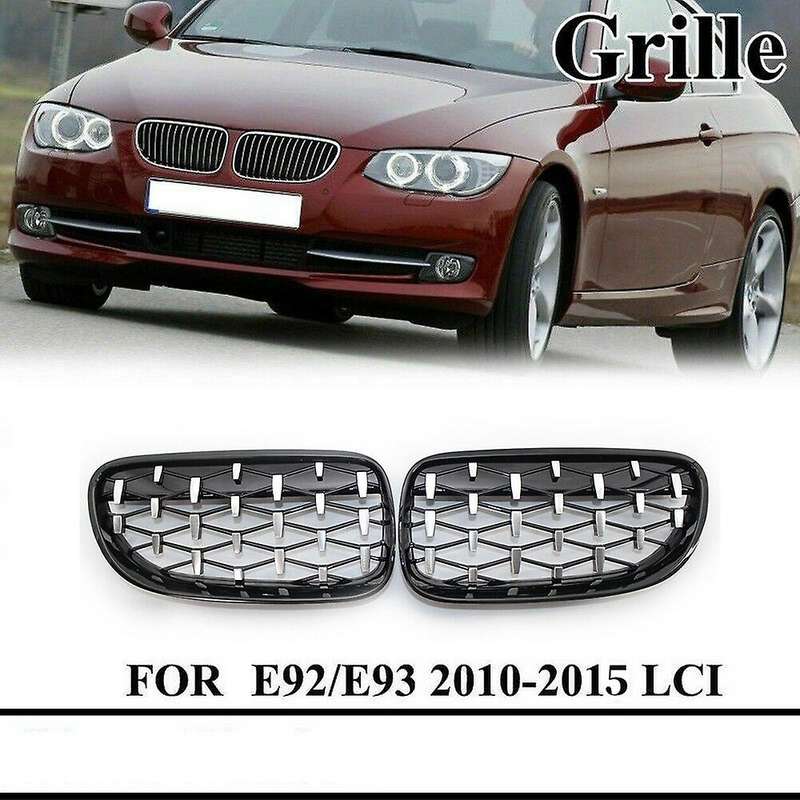 Front Kidney Grill, Front Hood Diamond Grille Meteor Grill for 3 Series E92 E93 2010-2015 Gloss Blac