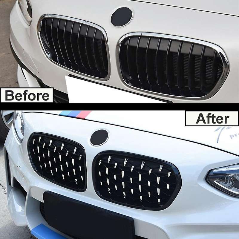 Front Kidney Grill, Front Hood Diamond Grille Meteor Grill for 3 Series E92 E93 2010-2015 Gloss Blac