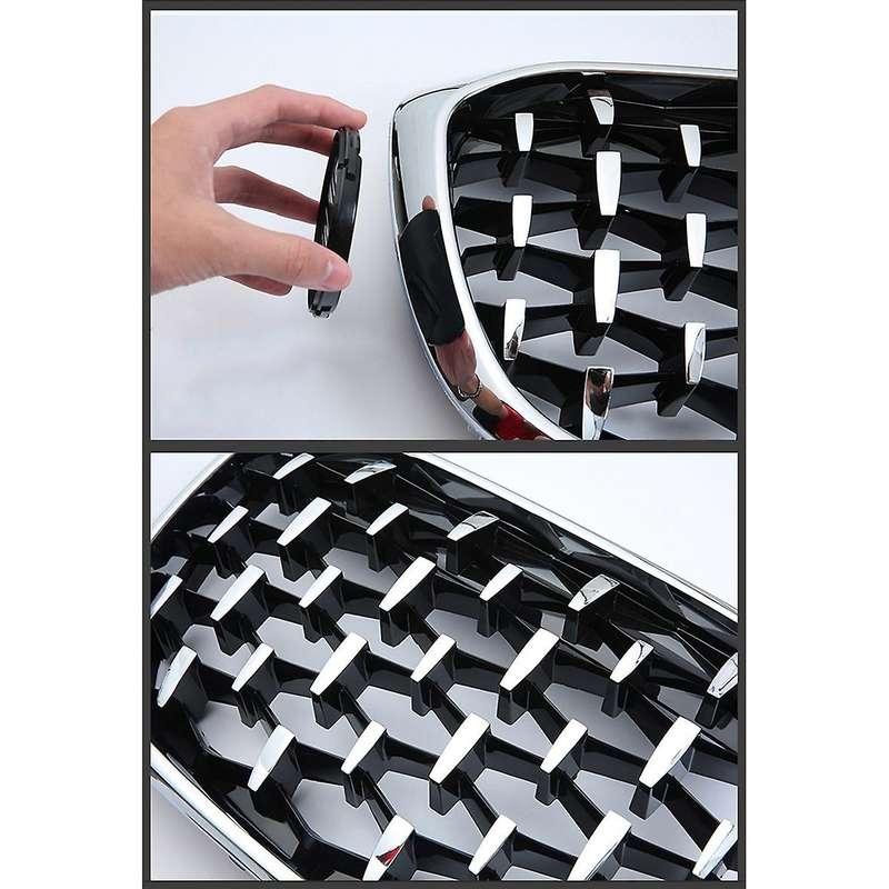 Front Kidney Grill, Front Hood Diamond Grille Meteor Grill for X5 F15 2014-2016