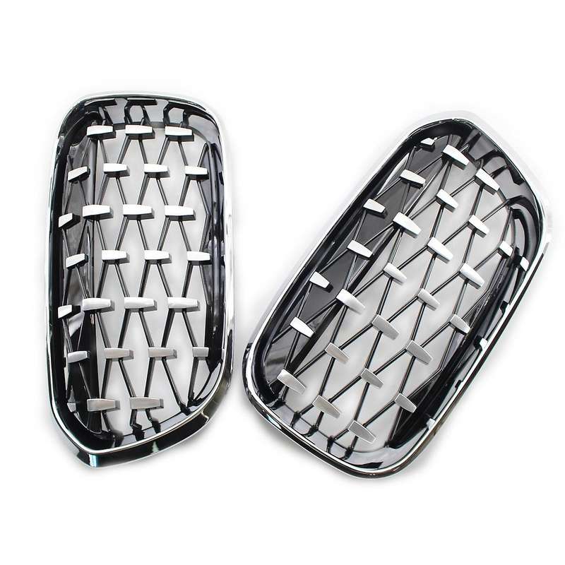 Front Kidney Grill, Front Hood Diamond Grille Meteor Grill for 1 Series F20 2015-2017 Silver