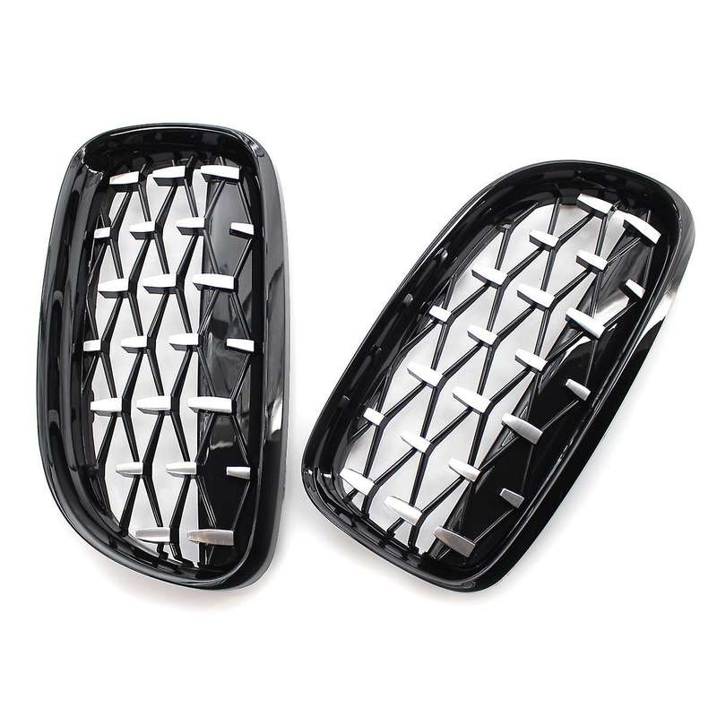 Front Kidney Grill, Front Hood Diamond Grille Meteor Grill for 3 Series E90 E91 2009-2012 Gloss Blac