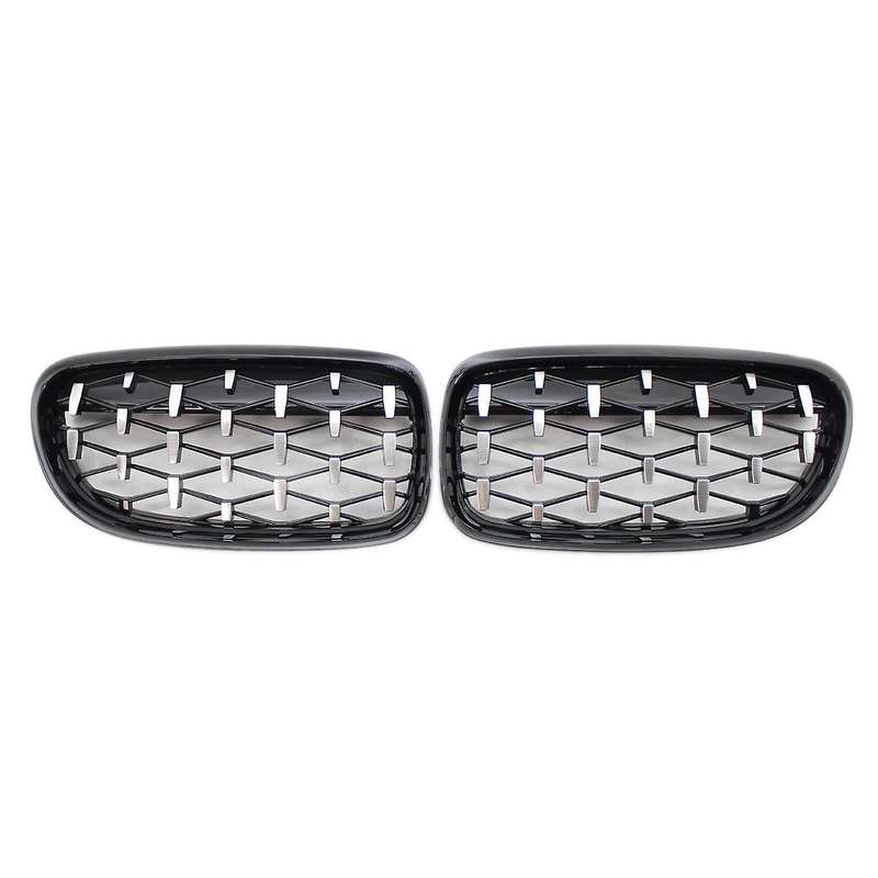 Front Kidney Grill, Front Hood Diamond Grille Meteor Grill for 3 Series E90 E91 2009-2012 Gloss Blac