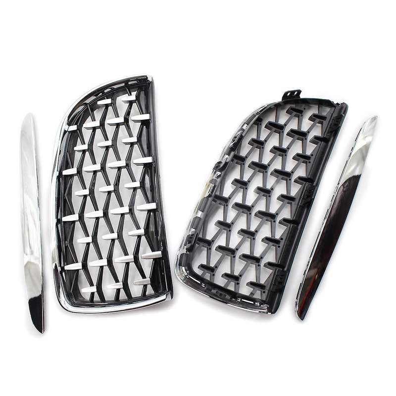 Front Kidney Grill, Front Hood Diamond Grille Meteor Grill for 3 Series Sedan E90 E91 2005-2008