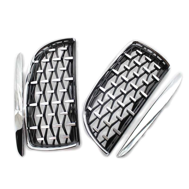 Front Kidney Grill, Front Hood Diamond Grille Meteor Grill for 3 Series Sedan E90 E91 2005-2008