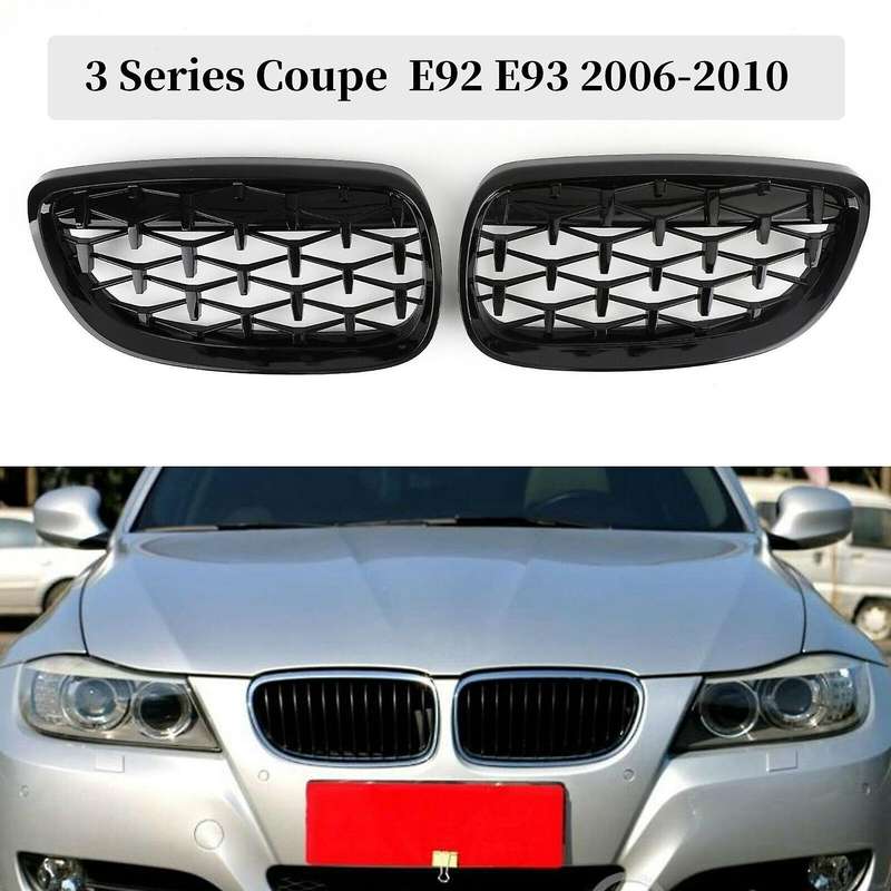 Front Kidney Grill, Front Hood Diamond Grille Meteor Grill for  3 Series Coupe E92 E93 M3 2006-2010